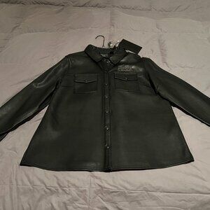 Harley-Davidson Black Leather Shirt - Women Size XL